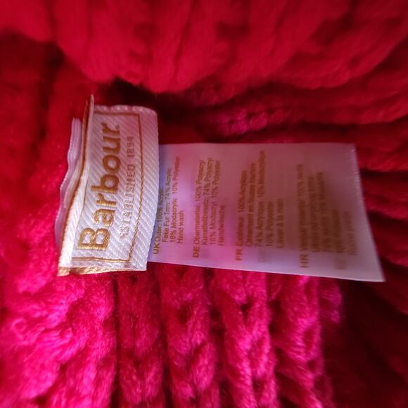 Barbour Pink Knit Hat with Pom Pom - Picture 4 of 4